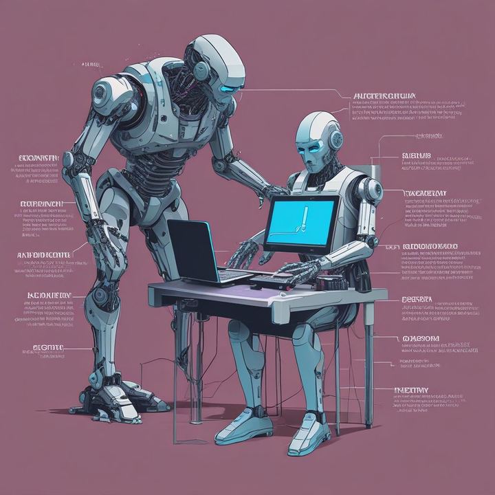 Иллюстрация: AI autonomous agent robot working computer