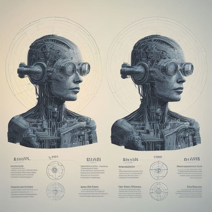 Иллюстрация: artificial intelligence neural network comparison futuristic