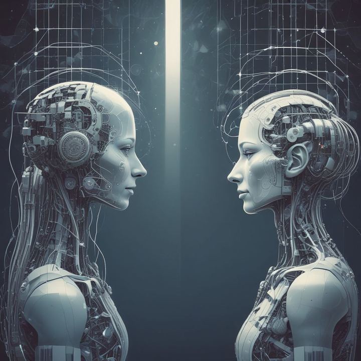 Иллюстрация: artificial intelligence neural network comparison futuristic