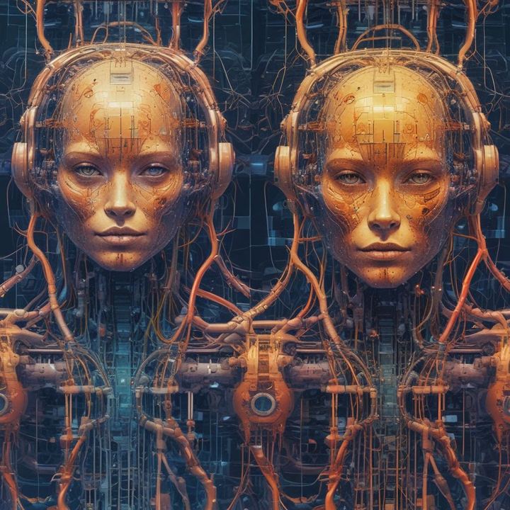 Иллюстрация: artificial intelligence neural network comparison futuristic