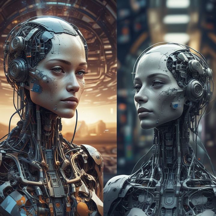 Иллюстрация: artificial intelligence neural network comparison futuristic