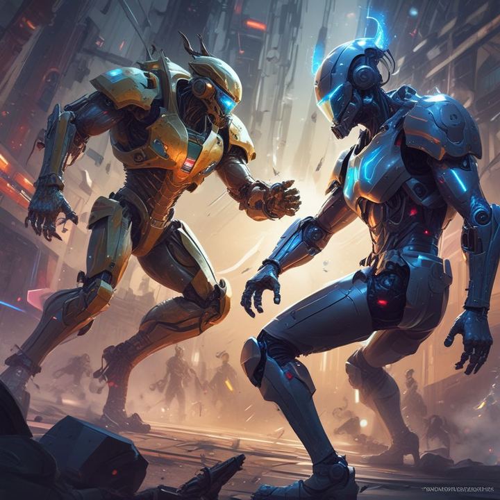 Иллюстрация: Google Gemini vs Anthropic Claude AI battle futuristic