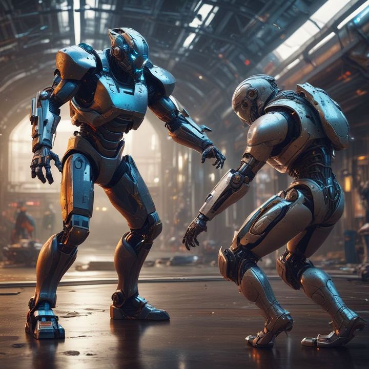 Иллюстрация: Google Gemini vs Anthropic Claude AI battle futuristic