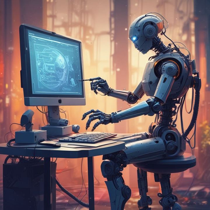 Иллюстрация: SEO audit automation robot analyzing website