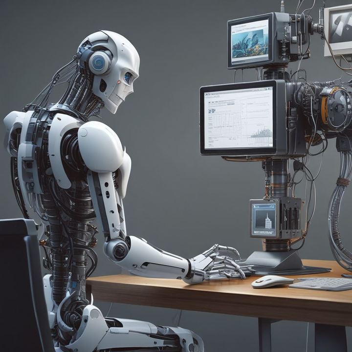 Иллюстрация: SEO audit automation robot analyzing website