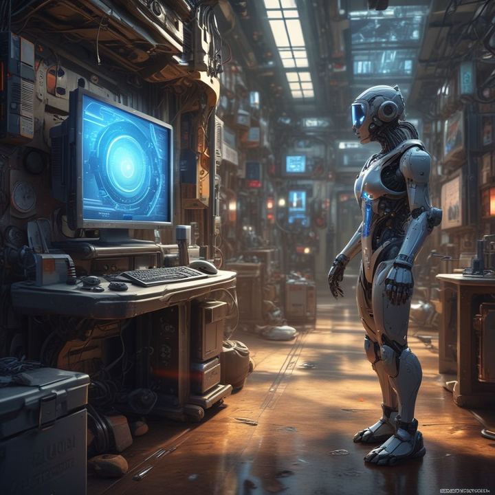 Иллюстрация: search engine algorithm evolution futuristic