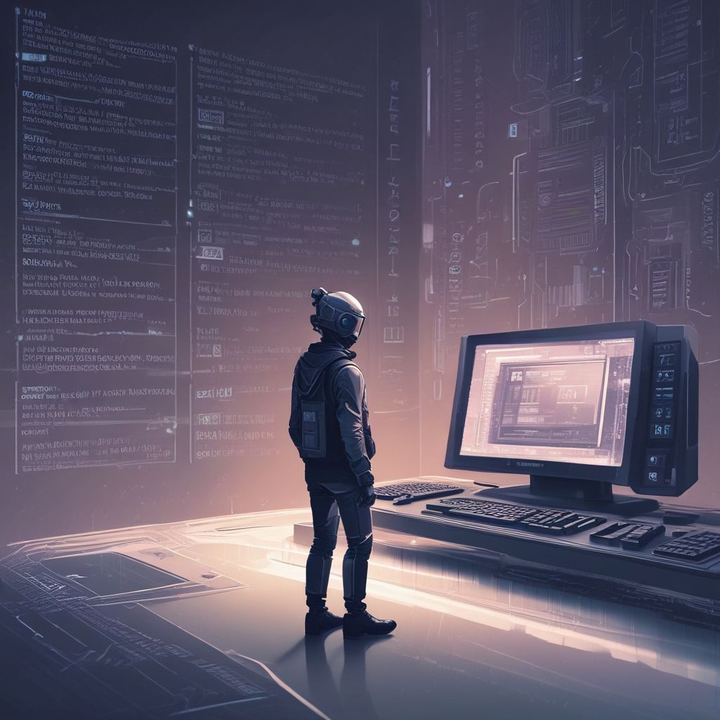 Иллюстрация: AI powered IDE code editor futuristic interface