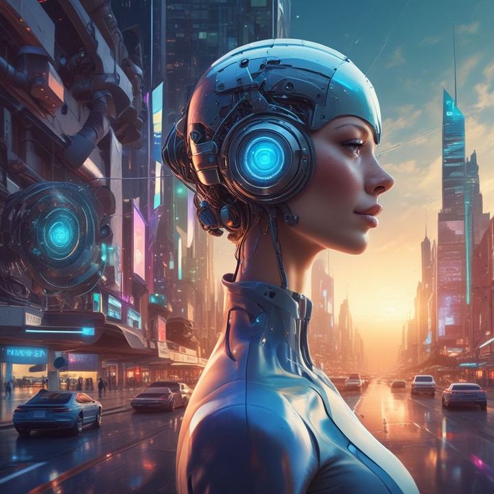 Иллюстрация: multimodal AI vision voice code futuristic